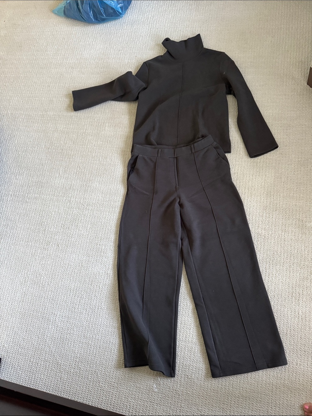 OGL charcoal grey wide-Leg Ponte Trousers and top set